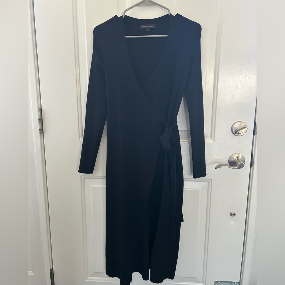 Banana Republic Women's Long Black Ribbed Sweater Wrap Size Small - Picture 2 of 12
